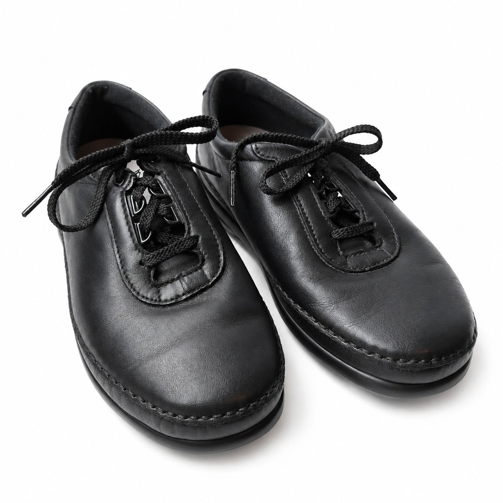 SAS Traveler Lace-Up Walking Shoe Womens Sz 7W Black Leather Comfort Cushioned